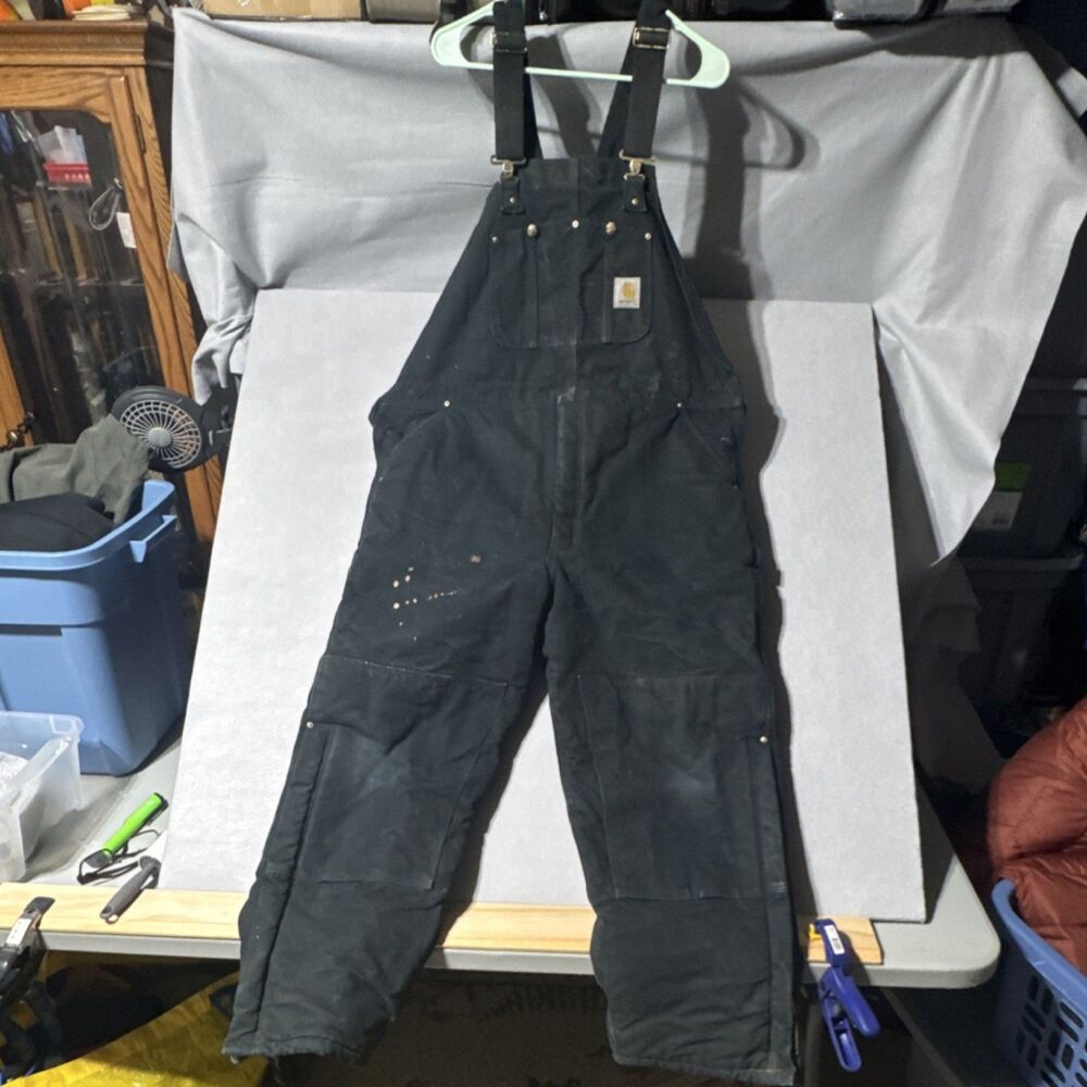 Carhartt Black Work Overalls 44x30 Men Mechanic Construction RN 14806